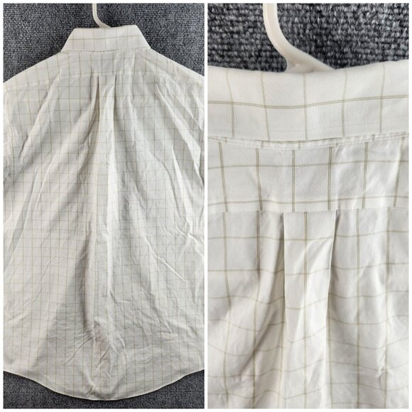 Brooks Brothers Slim Fit 17 35 Non-iron White Beige Check Long Sleeve Button Up - Picture 16 of 16